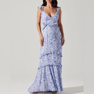 ASTR THE LABEL CASSIS DRESS BLUE FLORAL